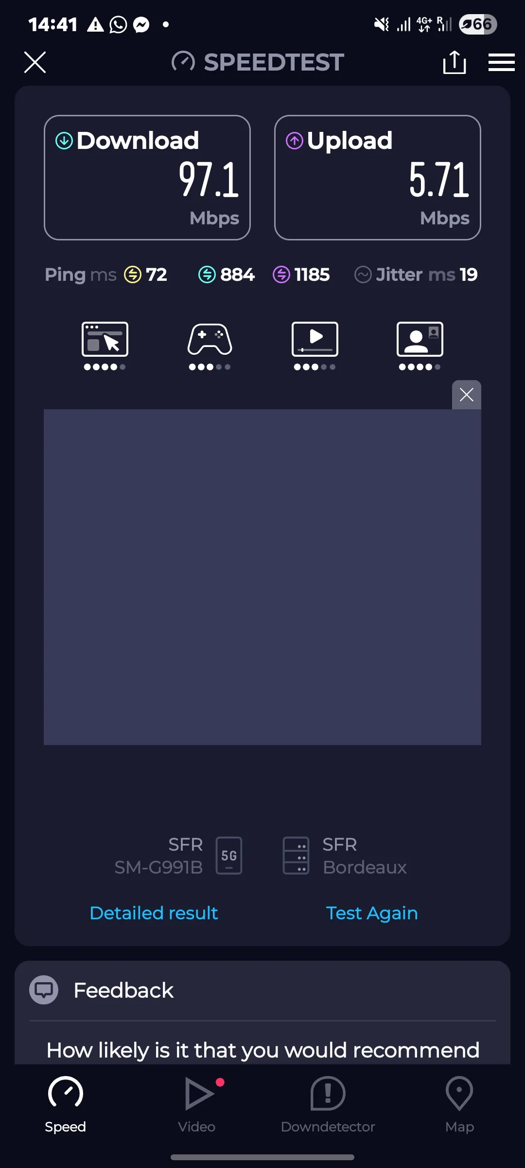 Speedtest screenshot Brive Stade Amédée Domenech